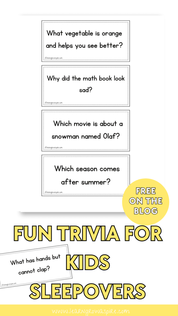 Fun Trivia For Kids Sleepovers
