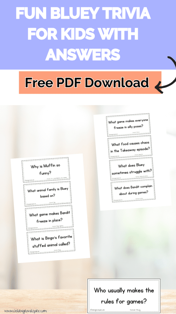 Fun bluey trivia for kids with answers printable