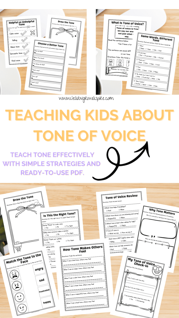 Tone of voice activities for kids printable pdf
