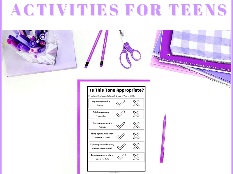 Tone Of Voice Activities For Teens (Printable PDF)