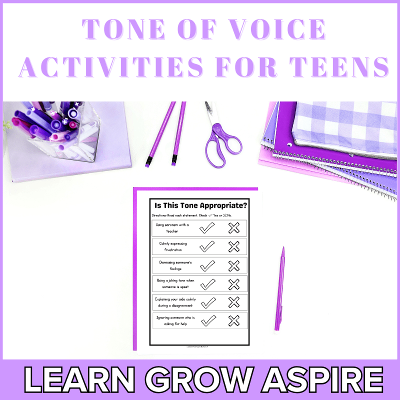 Tone of voice for teens worksheets