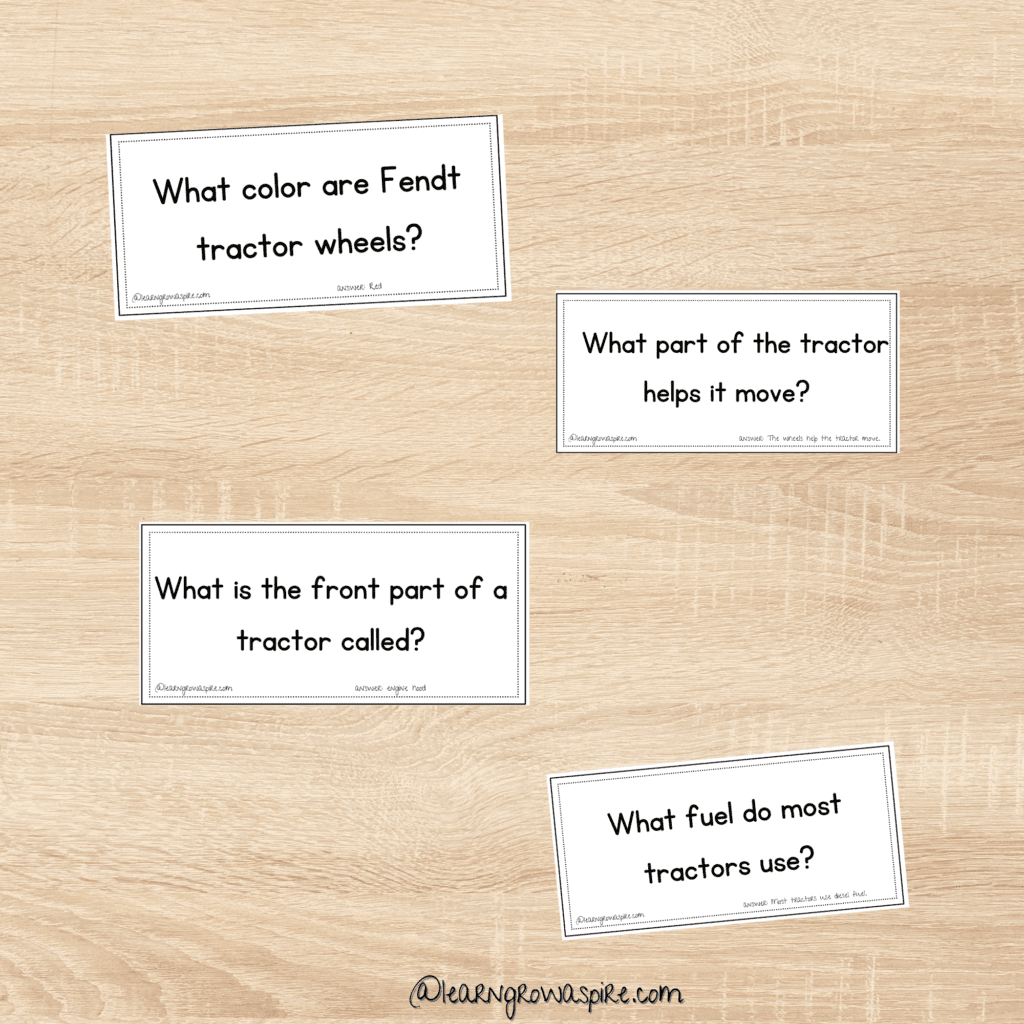 Tractor quiz for kids with answers printable