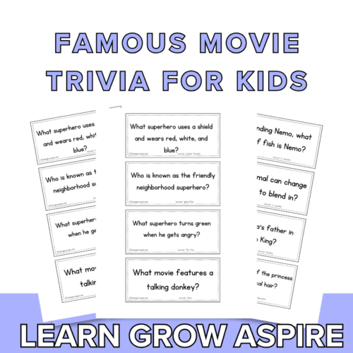 Famous movie trivia question for kids printable pdf