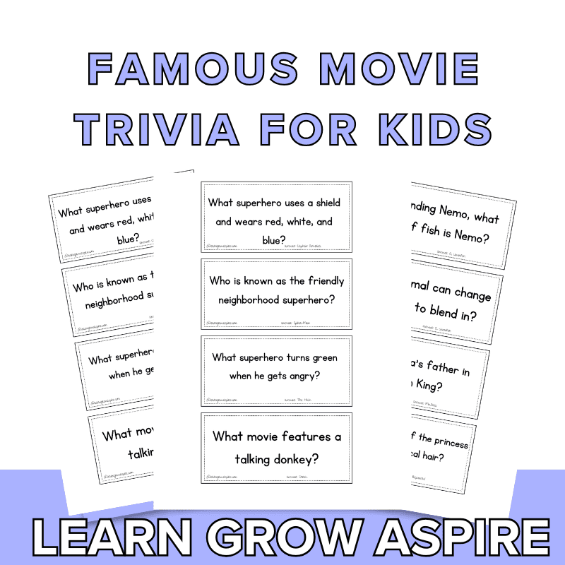 Famous movie trivia question for kids printable pdf