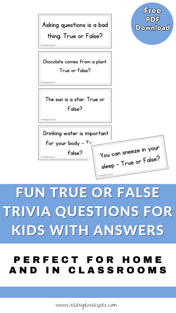 Fun true of false trivia questions for kids with answers free pdf download. 