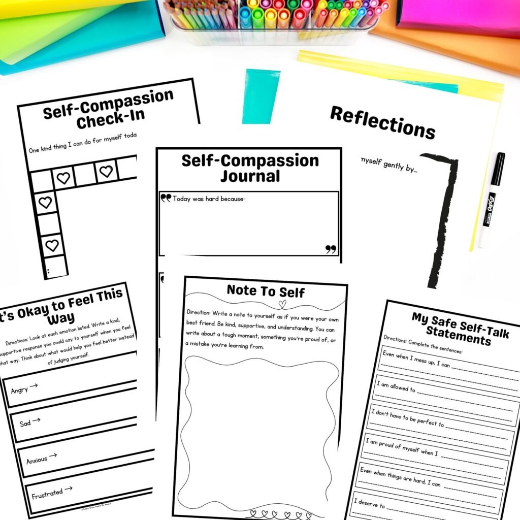 self compassion printable pdf worksheets for teens.