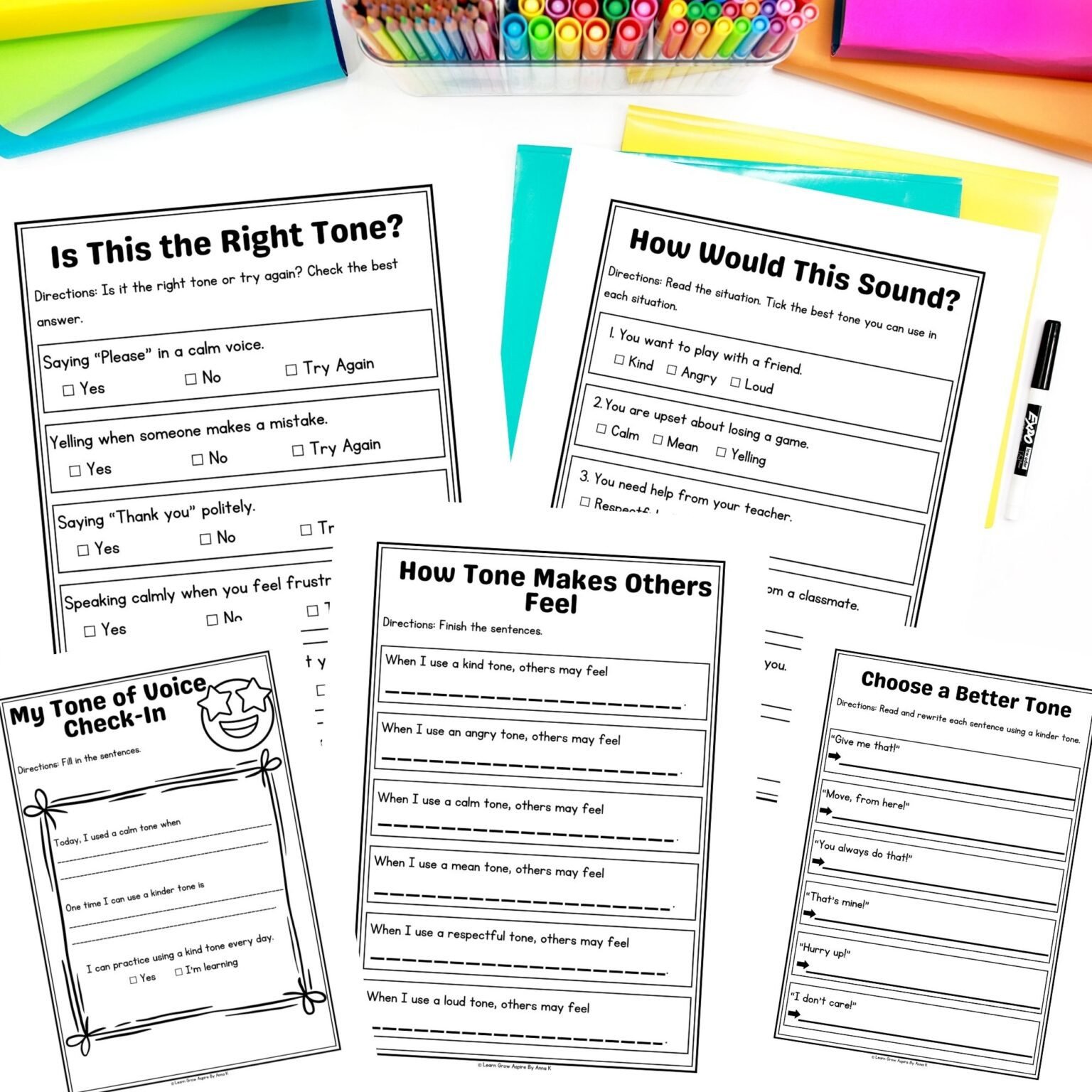 Tone Of Voice Activities For Kids Printable PDF | Learn Grow Aspire