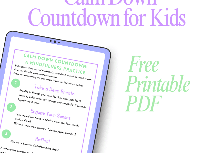 Calm Down Countdown for Kids (Free Printable PDF)