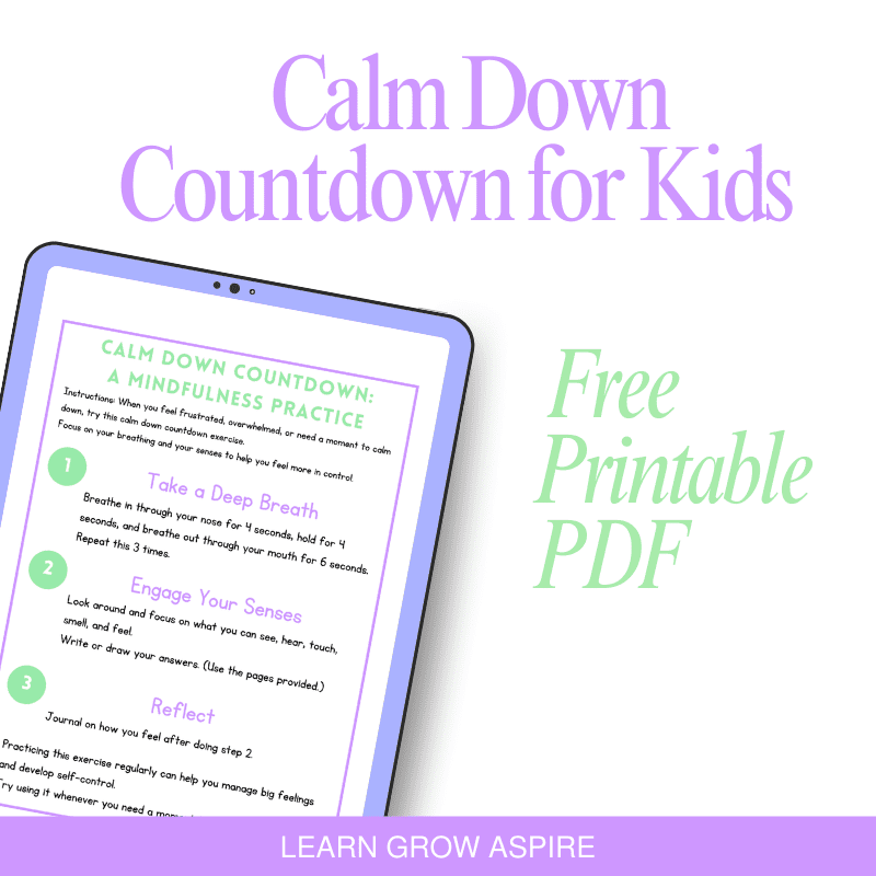 Calm Down Countdown for Kids (Free Printable PDF)