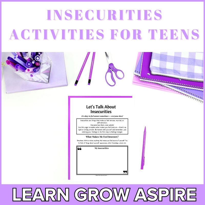 Insecurities For Teens Worksheets PDF Every Teen Needs
