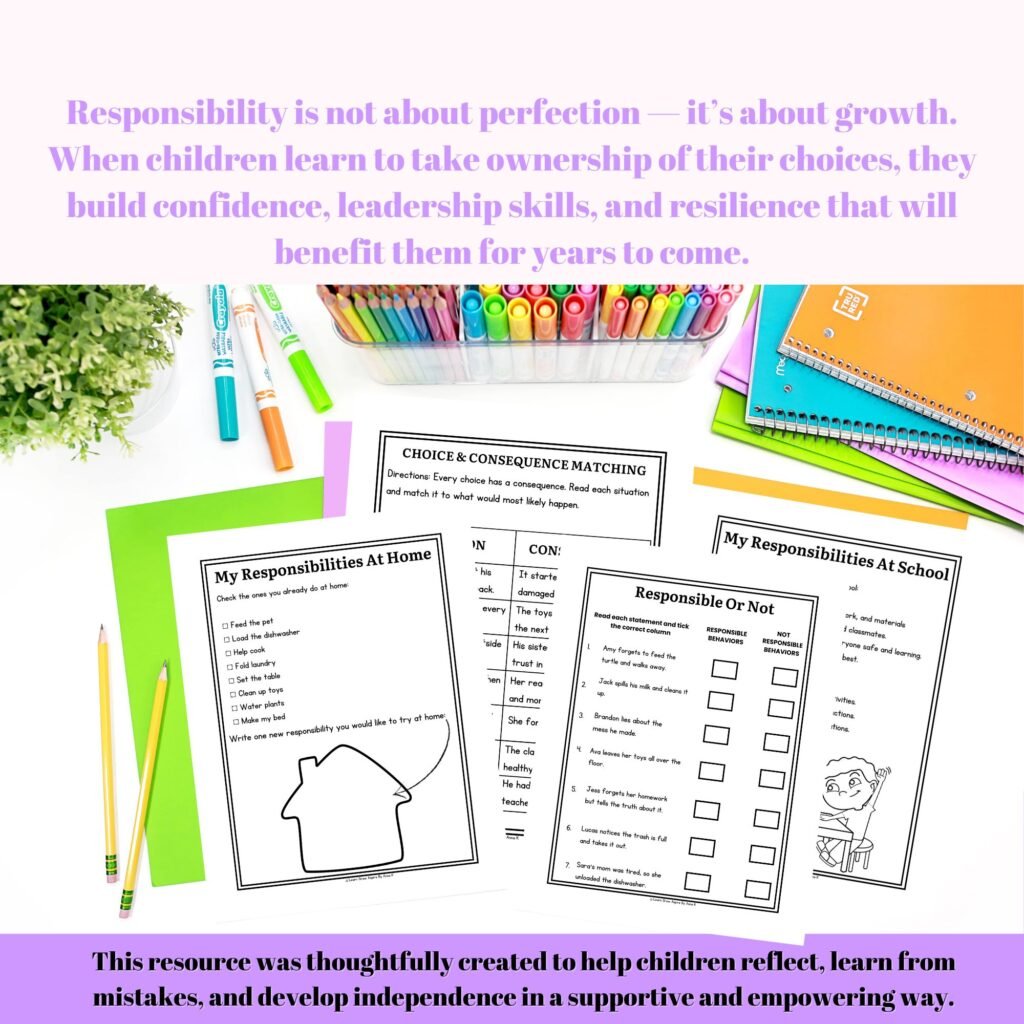 Accountability worksheets for kids pdf to learn responsibility. 