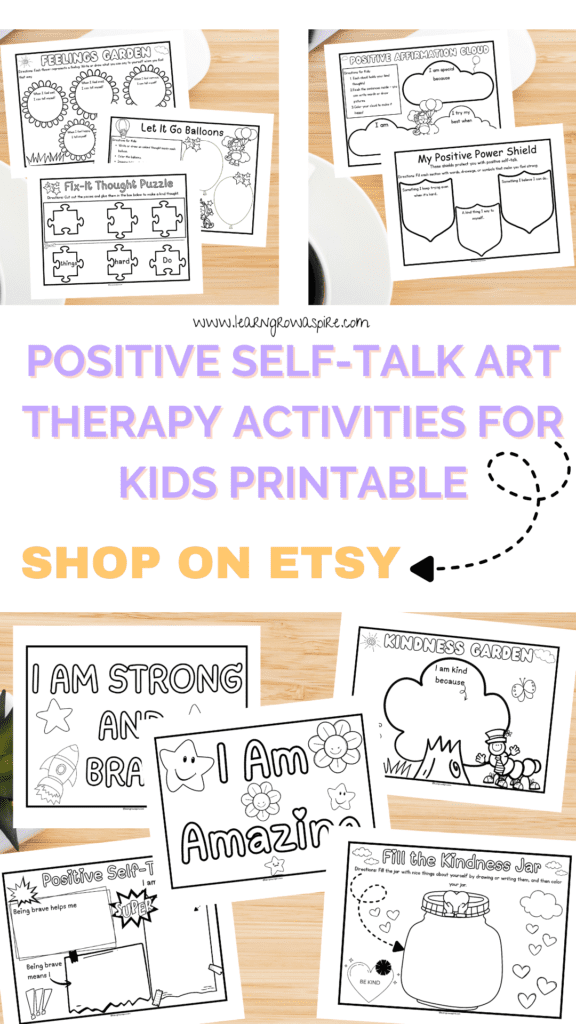 Positive self talk art therapy activities for kids printable
