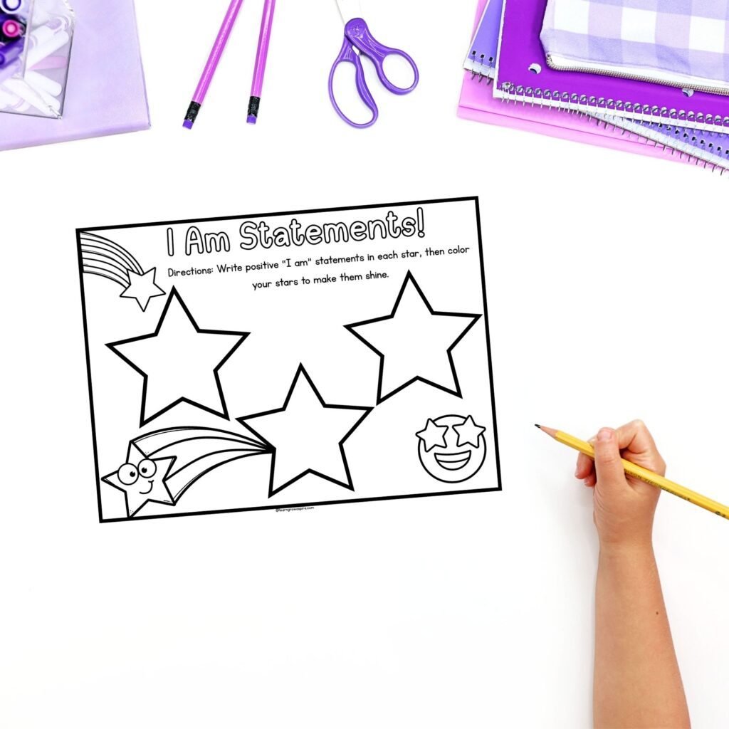 Positive self-talk Worksheet for kids PDF