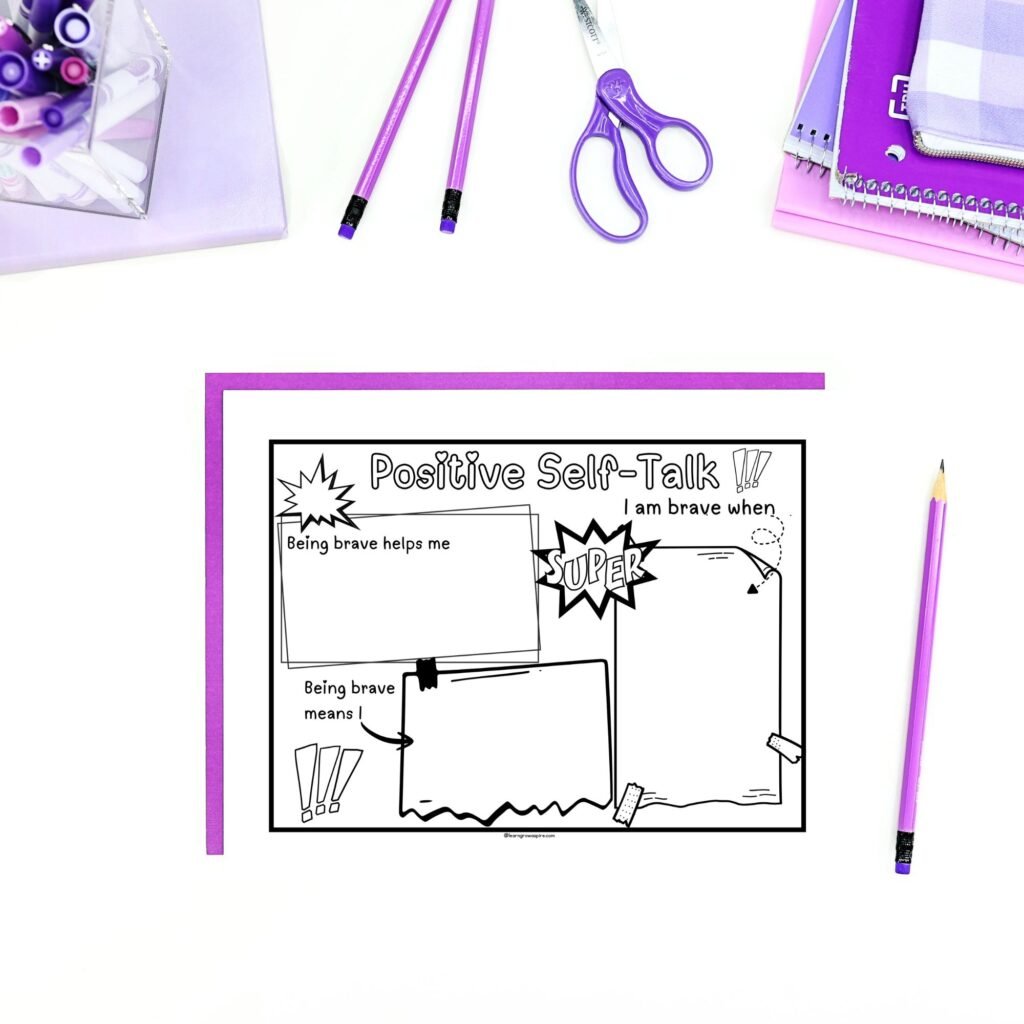 Positive self-talk worksheet for students