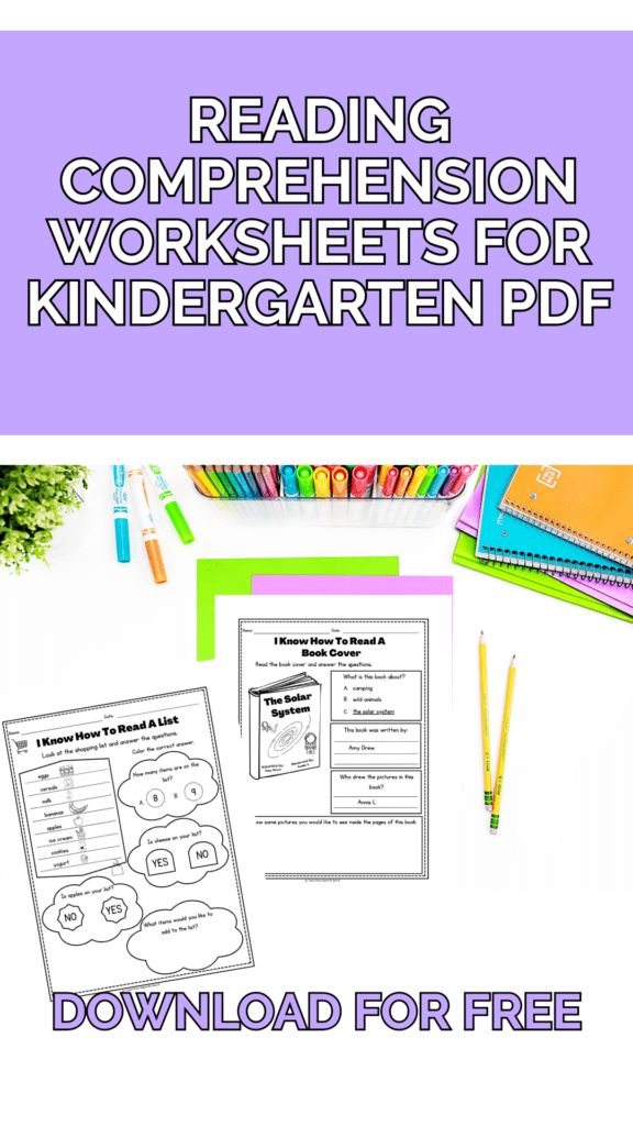 Reading comprehension worksheets for kindergarten pdf