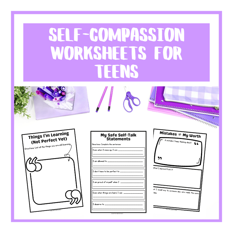 Self-compassion worksheets therapist aid PDF