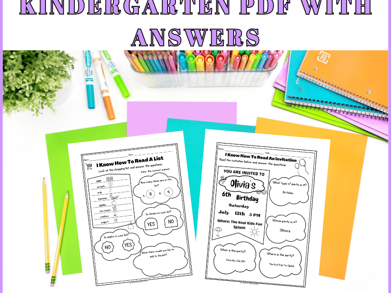 Reading Comprehension Worksheets For Kindergarten