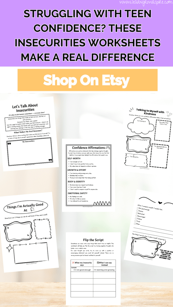 Struggling With Teen Confidence These Insecurities Worksheets Make a Real Difference