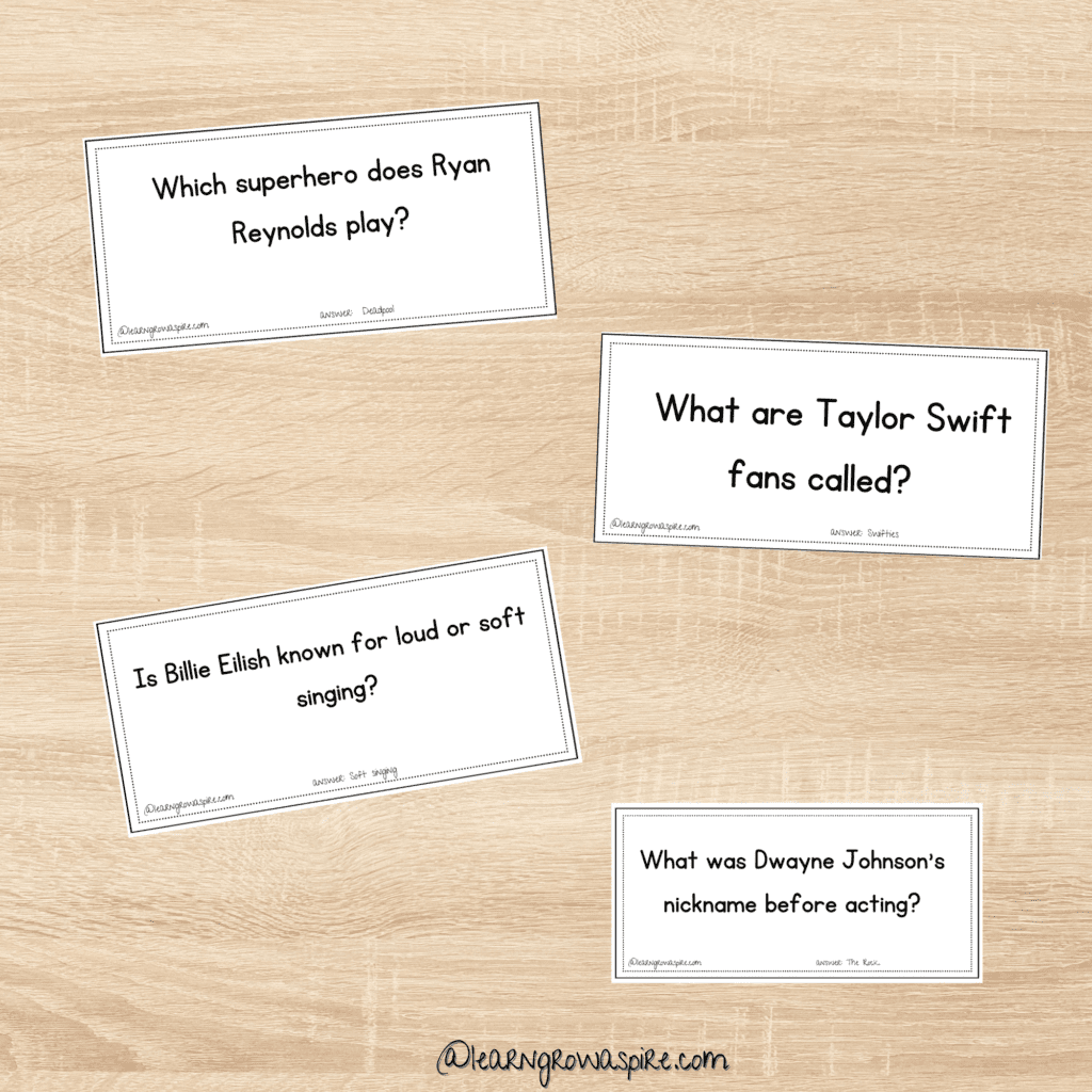 Easy celebrity trivia for kids with answers