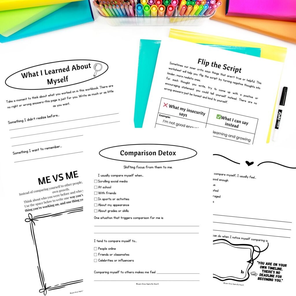 insecurities for teens printable worksheets pdf