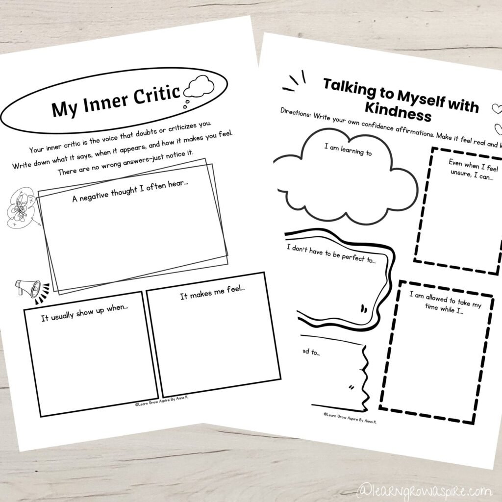 Insecurities for teens worksheets pdf download- self esteem building activities for teens