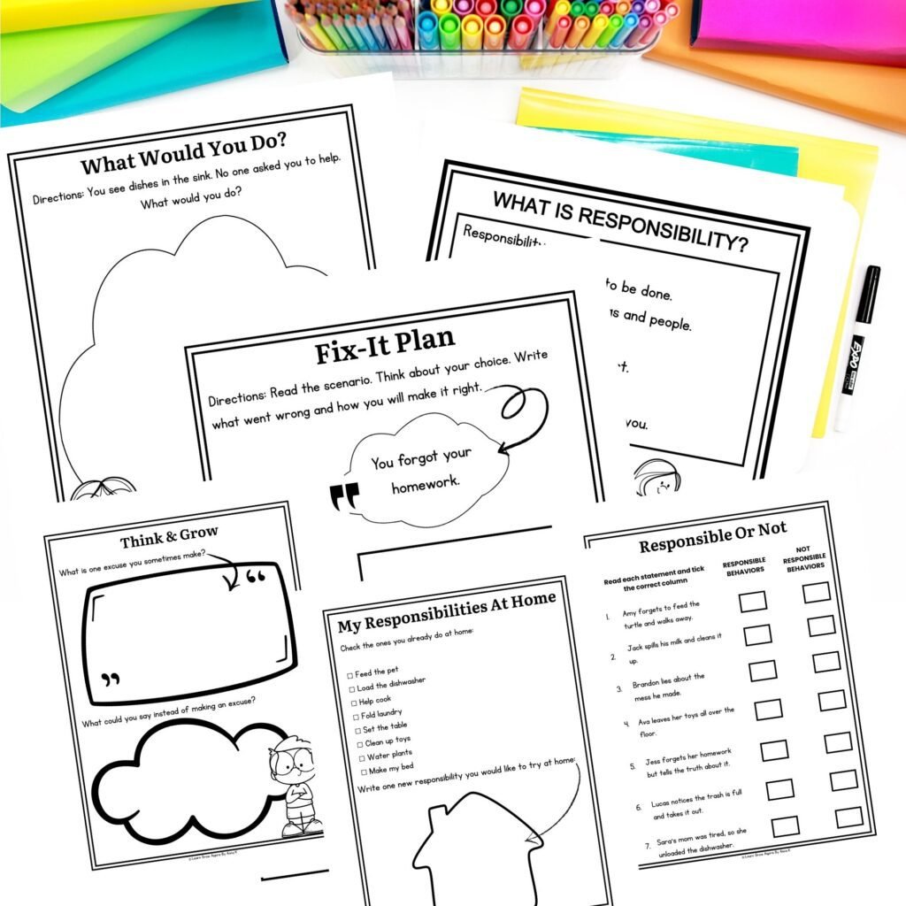 Responsibility Worksheets For Kids Printable PDF Download