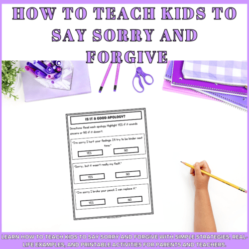 Printable pdf worksheets to help kids to say sorry, apologize and forgive.