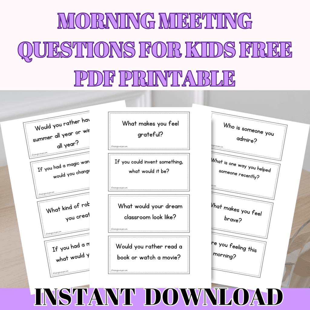 Morning meeting questions for kids pdf printable