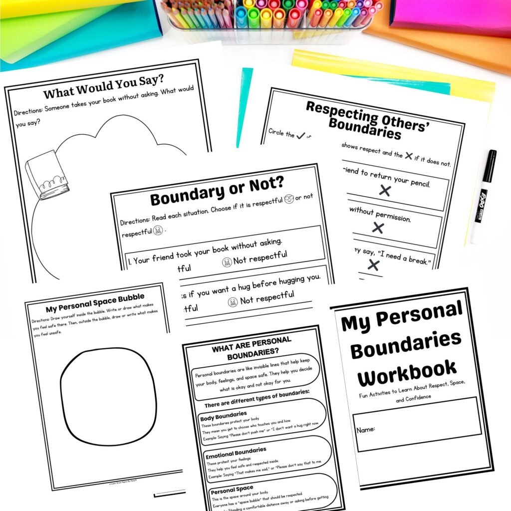 sel WORKSHEETS FOR KIDS ON SETTING BOUNDAREIS.