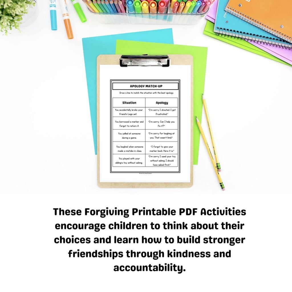 Saying sorry worksheets pdf printable for kids to learn how to apologize .