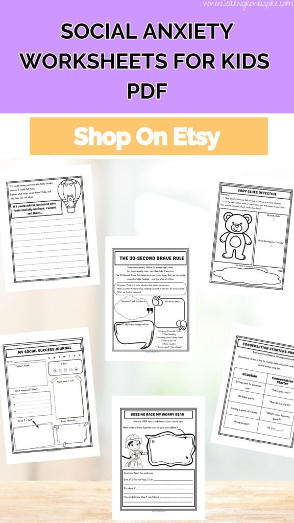 Social anxiety worksheets for kids printable pdf. 