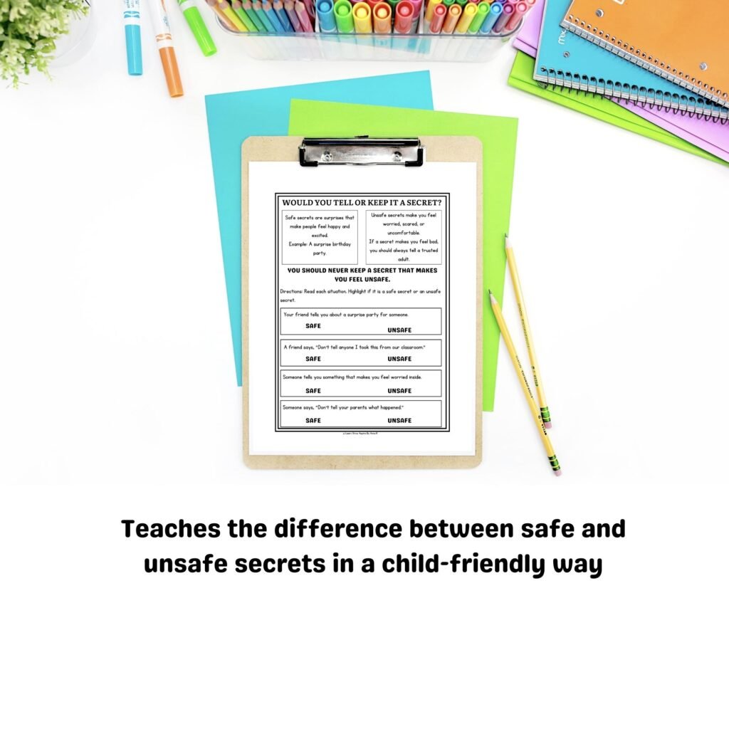 Personal boundaries for kids printable pdf worksheets. 