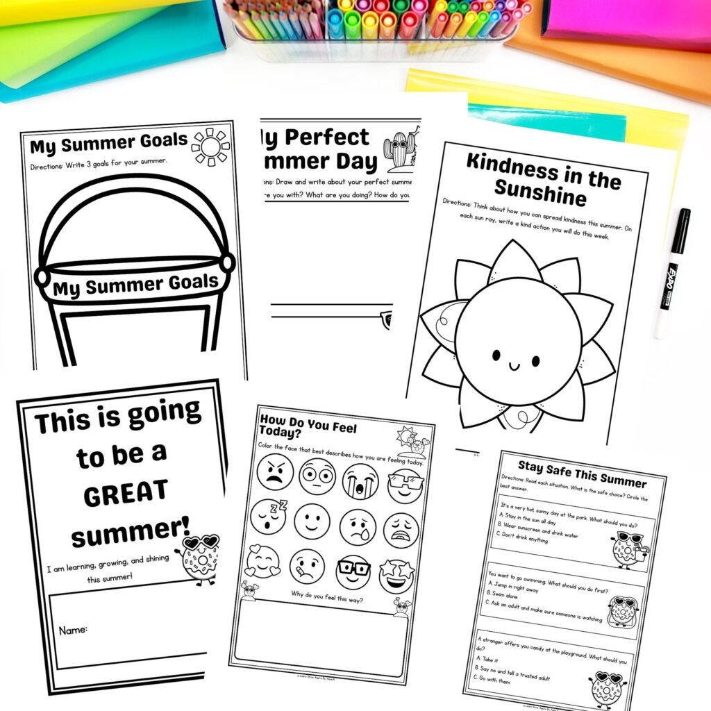 PRINTABLE SUMMER SEL WORKSHEETS FOR KIDS PDF DOWNLOAD