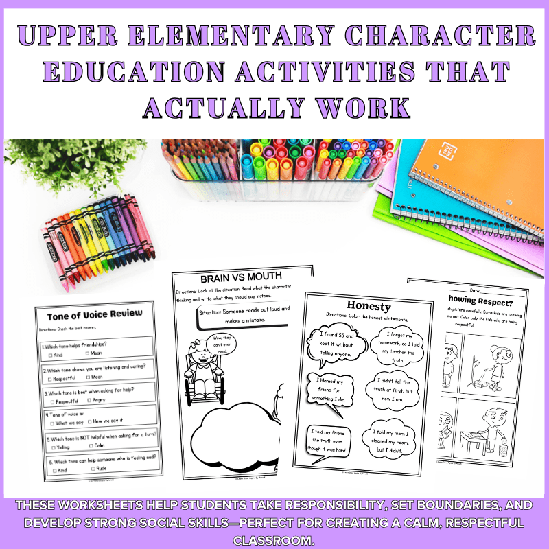 Upper Elementary Character Education Activities printable pdf