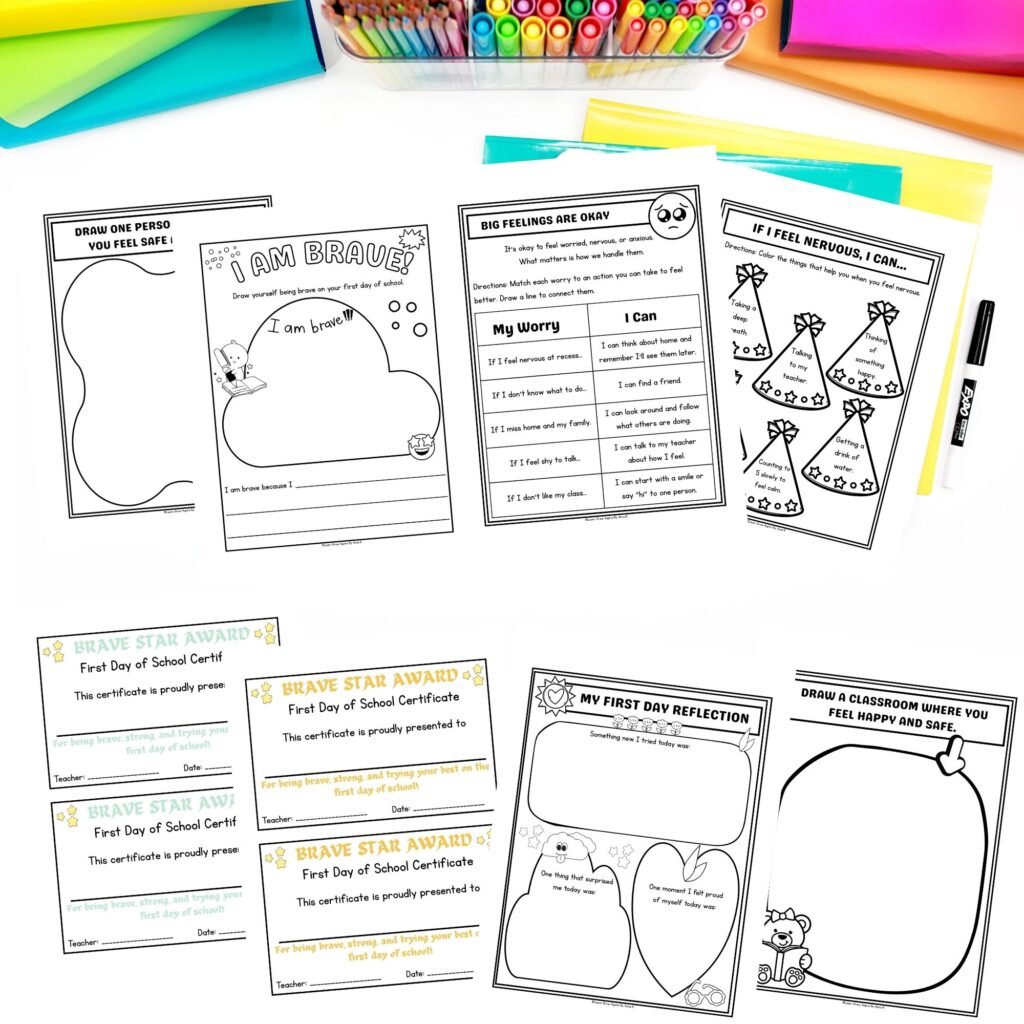 First day of school anxiety worksheets pdf