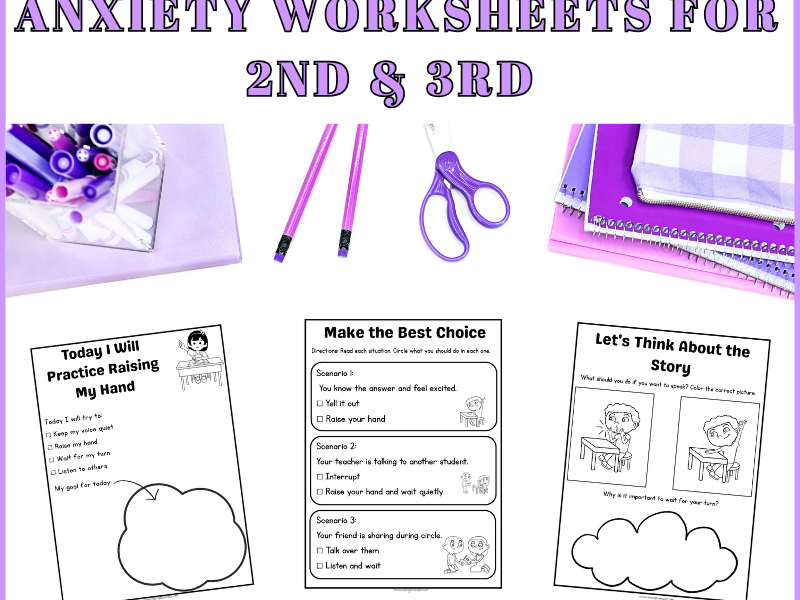 First Day of School Anxiety Worksheets For 2nd & 3rd