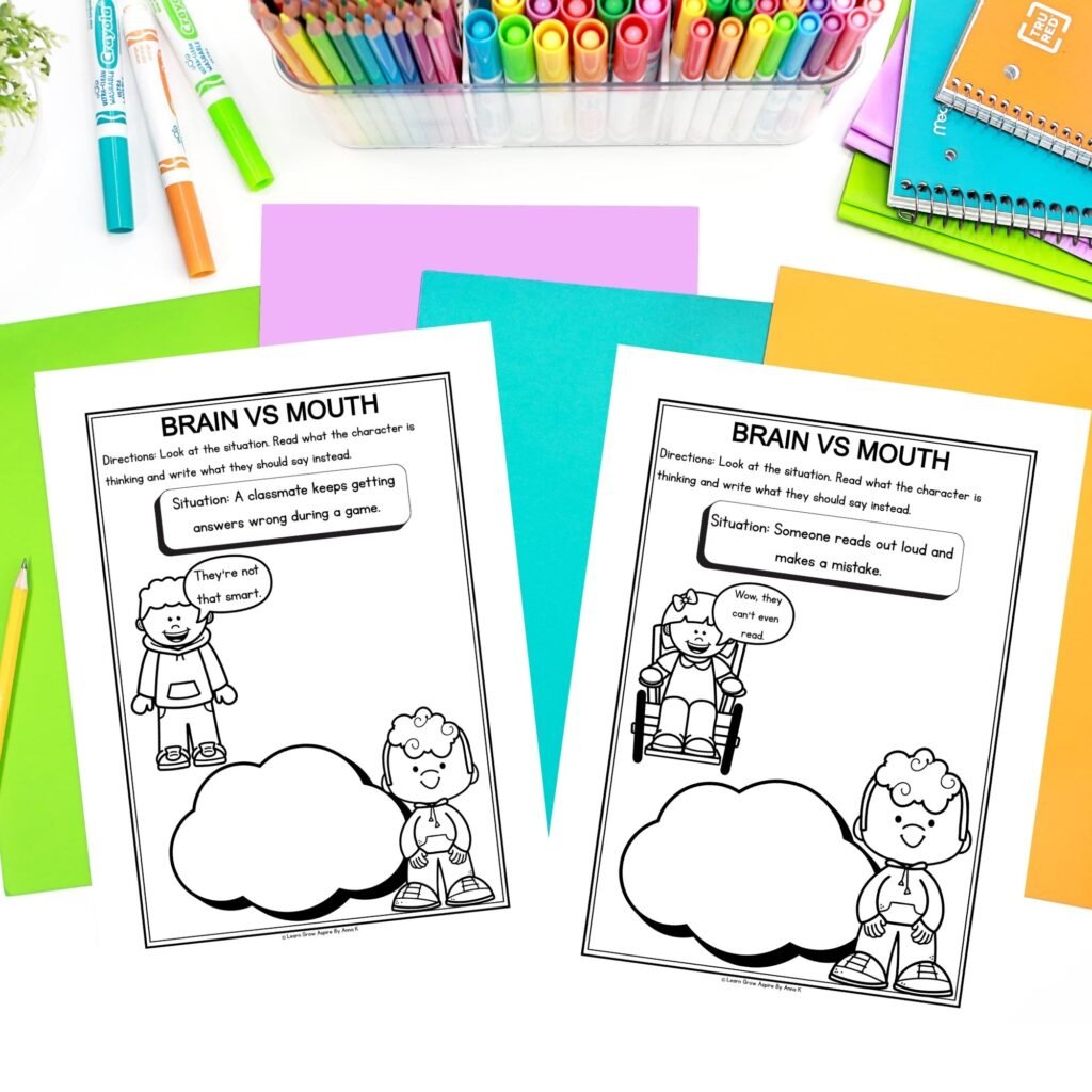 Printable Think it or say worksheets and activities for kids pdf