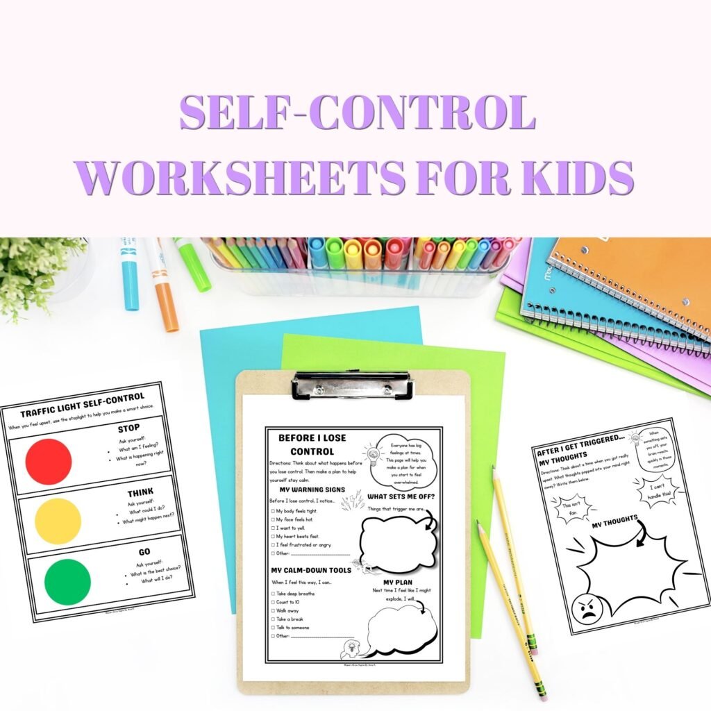 Mental health self control worksheets for kids pdf