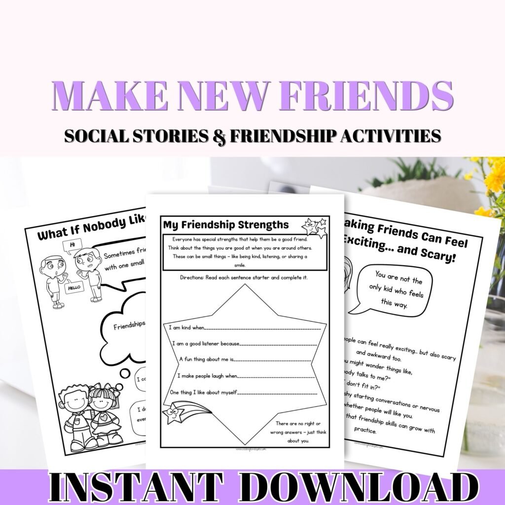 Social story for teaching friendship printable PDF download

