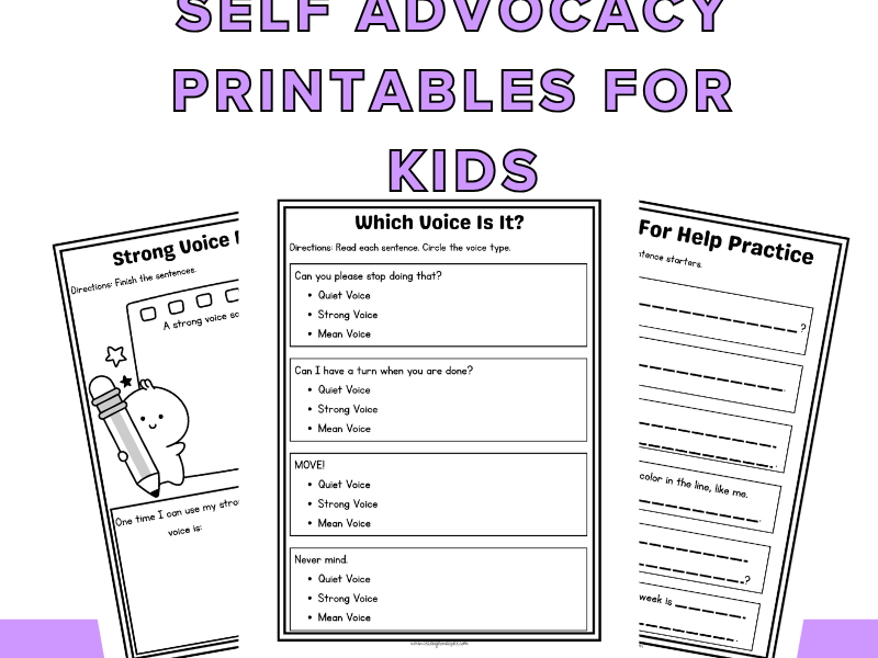 Self Advocacy Worksheets For Kids