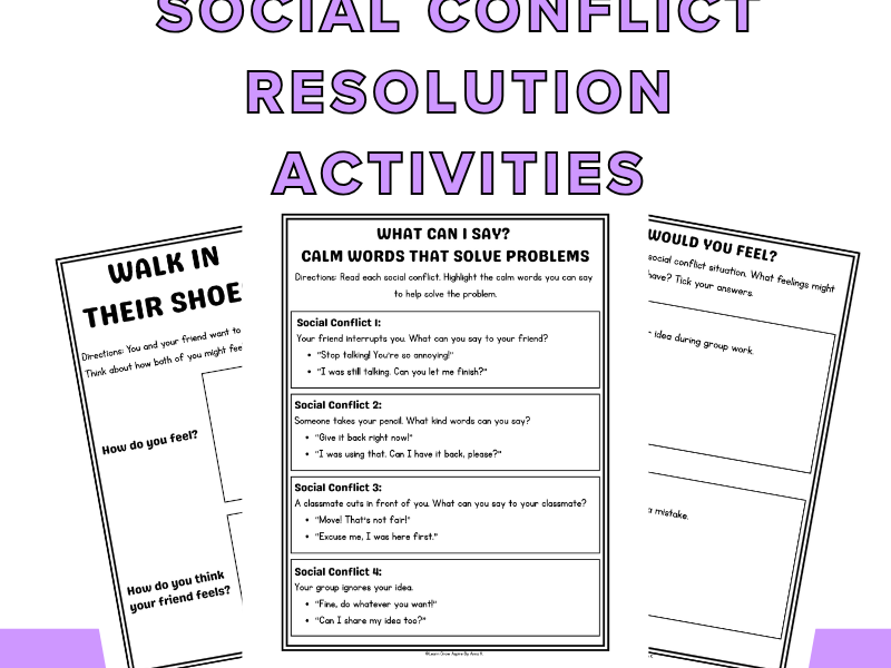 Social Conflict Resolution Activities For 3rd, 4th & 5th
