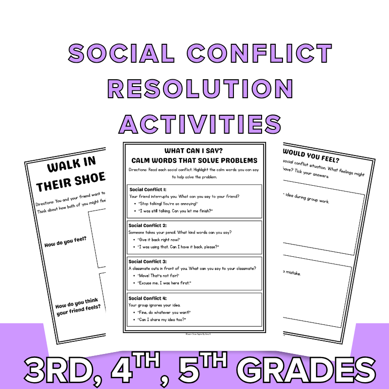 Social Conflict Resolution Activities For 3rd, 4th & 5th