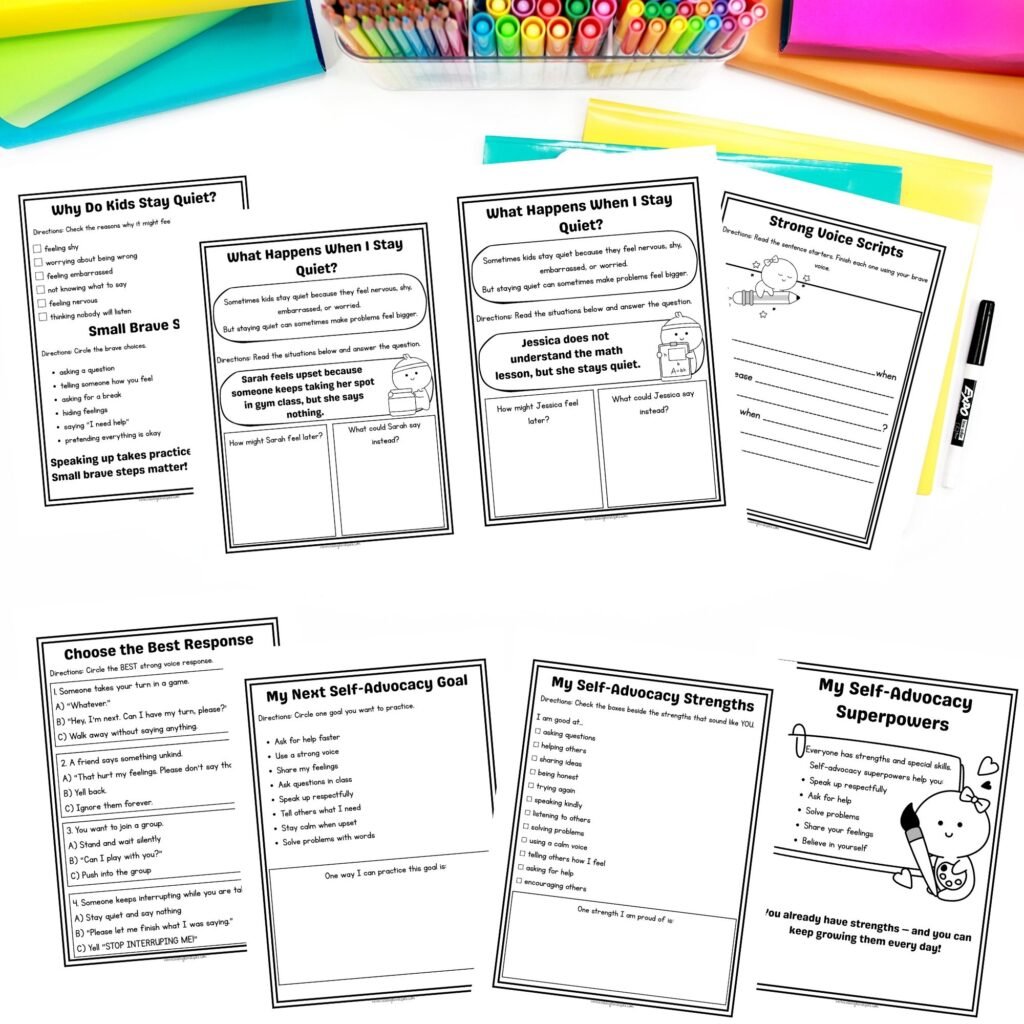Self advocacy worksheet for kids pdf