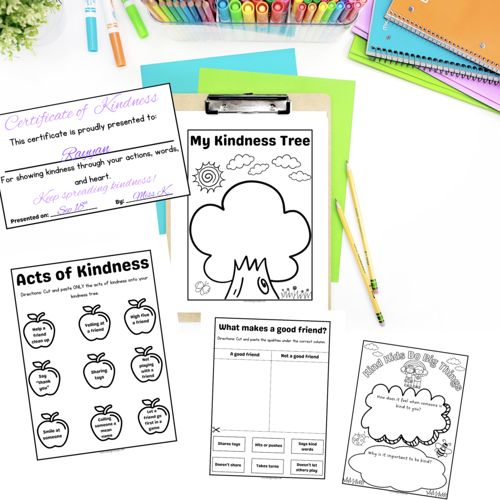 Free printable kindness worksheets PDF