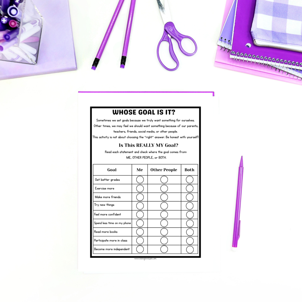 Goal setting worksheet for middle school students pdf download