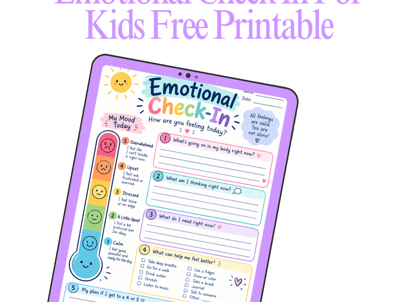 Emotional Check-In For Kids Free Printable