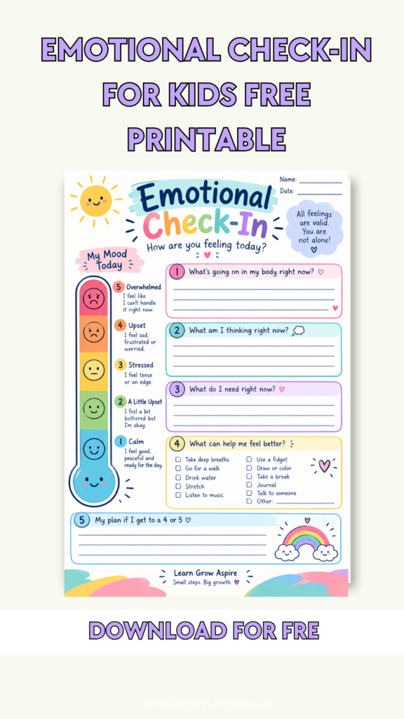 Free emotional check in for kids free printable pdf download