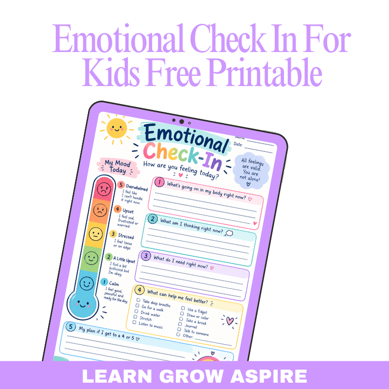 Free emotional check in for kids free printable pdf