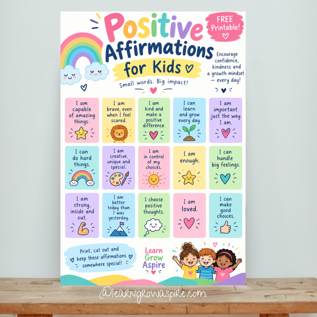 free printable positive affirmations for students
